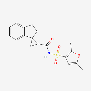 molecular formula C18H19NO4S B7161825 N-(2,5-dimethylfuran-3-yl)sulfonylspiro[1,2-dihydroindene-3,2'-cyclopropane]-1'-carboxamide 
