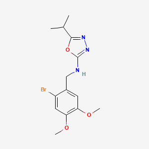 molecular formula C14H18BrN3O3 B7161978 N-[(2-bromo-4,5-dimethoxyphenyl)methyl]-5-propan-2-yl-1,3,4-oxadiazol-2-amine 