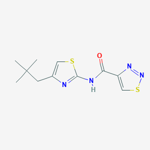 molecular formula C11H14N4OS2 B7162005 N-[4-(2,2-dimethylpropyl)-1,3-thiazol-2-yl]thiadiazole-4-carboxamide 