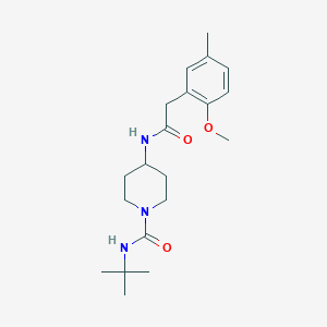 molecular formula C20H31N3O3 B7162008 N-tert-butyl-4-[[2-(2-methoxy-5-methylphenyl)acetyl]amino]piperidine-1-carboxamide 