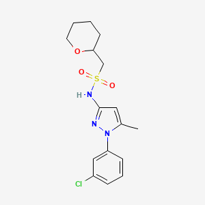 molecular formula C16H20ClN3O3S B7162032 N-[1-(3-chlorophenyl)-5-methylpyrazol-3-yl]-1-(oxan-2-yl)methanesulfonamide 
