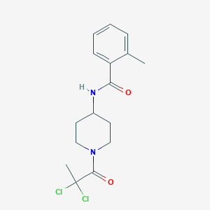 molecular formula C16H20Cl2N2O2 B7162064 N-[1-(2,2-dichloropropanoyl)piperidin-4-yl]-2-methylbenzamide 