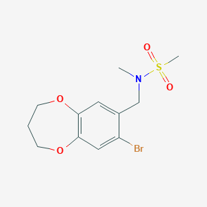 molecular formula C12H16BrNO4S B7162081 N-[(7-bromo-3,4-dihydro-2H-1,5-benzodioxepin-8-yl)methyl]-N-methylmethanesulfonamide 