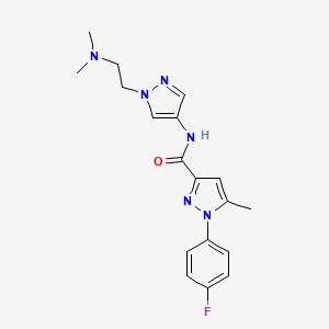 molecular formula C18H21FN6O B7162141 N-[1-[2-(dimethylamino)ethyl]pyrazol-4-yl]-1-(4-fluorophenyl)-5-methylpyrazole-3-carboxamide 