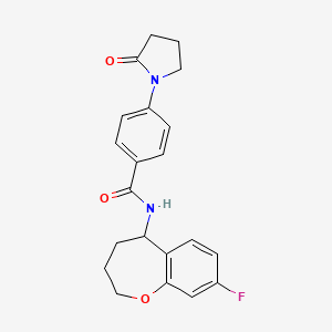 molecular formula C21H21FN2O3 B7162209 N-(8-fluoro-2,3,4,5-tetrahydro-1-benzoxepin-5-yl)-4-(2-oxopyrrolidin-1-yl)benzamide 