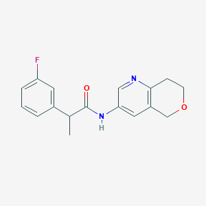 molecular formula C17H17FN2O2 B7162276 N-(7,8-dihydro-5H-pyrano[4,3-b]pyridin-3-yl)-2-(3-fluorophenyl)propanamide 