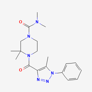 molecular formula C19H26N6O2 B7162301 N,N,3,3-tetramethyl-4-(5-methyl-1-phenyltriazole-4-carbonyl)piperazine-1-carboxamide 