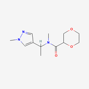 molecular formula C12H19N3O3 B7162325 N-methyl-N-[1-(1-methylpyrazol-4-yl)ethyl]-1,4-dioxane-2-carboxamide 