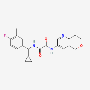molecular formula C21H22FN3O3 B7162344 N'-[cyclopropyl-(4-fluoro-3-methylphenyl)methyl]-N-(7,8-dihydro-5H-pyrano[4,3-b]pyridin-3-yl)oxamide 