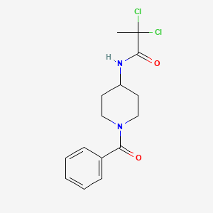 molecular formula C15H18Cl2N2O2 B7162356 N-(1-benzoylpiperidin-4-yl)-2,2-dichloropropanamide 