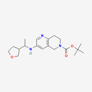 molecular formula C19H29N3O3 B7162361 tert-butyl 3-[1-(oxolan-3-yl)ethylamino]-7,8-dihydro-5H-1,6-naphthyridine-6-carboxylate 