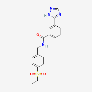 molecular formula C18H18N4O3S B7162633 N-[(4-ethylsulfonylphenyl)methyl]-3-(1H-1,2,4-triazol-5-yl)benzamide 