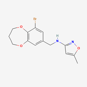 molecular formula C14H15BrN2O3 B7162634 N-[(6-bromo-3,4-dihydro-2H-1,5-benzodioxepin-8-yl)methyl]-5-methyl-1,2-oxazol-3-amine 