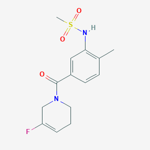 molecular formula C14H17FN2O3S B7162895 N-[5-(5-fluoro-3,6-dihydro-2H-pyridine-1-carbonyl)-2-methylphenyl]methanesulfonamide 