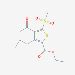 molecular formula C14H18O5S2 B071629 Ethyl 6,6-dimethyl-3-(methylsulfonyl)-4-oxo-4,5,6,7-tetrahydrobenzo[c]thiophene-1-carboxylate CAS No. 172516-46-0