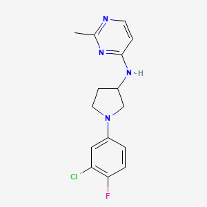 molecular formula C15H16ClFN4 B7162980 N-[1-(3-chloro-4-fluorophenyl)pyrrolidin-3-yl]-2-methylpyrimidin-4-amine 