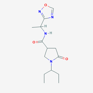 molecular formula C14H22N4O3 B7163164 N-[1-(1,2,4-oxadiazol-3-yl)ethyl]-5-oxo-1-pentan-3-ylpyrrolidine-3-carboxamide 