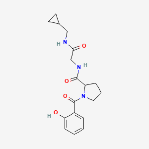 molecular formula C18H23N3O4 B7163216 N-[2-(cyclopropylmethylamino)-2-oxoethyl]-1-(2-hydroxybenzoyl)pyrrolidine-2-carboxamide 