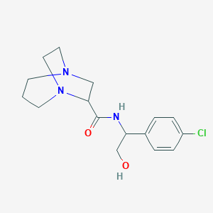 molecular formula C16H22ClN3O2 B7163219 N-[1-(4-chlorophenyl)-2-hydroxyethyl]-1,5-diazabicyclo[3.2.2]nonane-6-carboxamide 