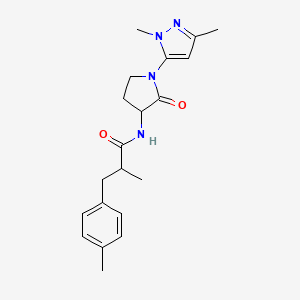 molecular formula C20H26N4O2 B7163350 N-[1-(2,5-dimethylpyrazol-3-yl)-2-oxopyrrolidin-3-yl]-2-methyl-3-(4-methylphenyl)propanamide 