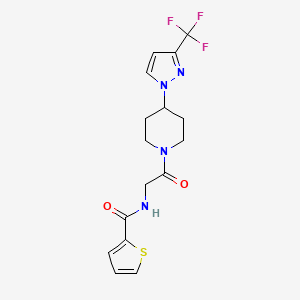 molecular formula C16H17F3N4O2S B7163381 N-[2-oxo-2-[4-[3-(trifluoromethyl)pyrazol-1-yl]piperidin-1-yl]ethyl]thiophene-2-carboxamide 