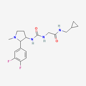 molecular formula C18H24F2N4O2 B7163430 N-(cyclopropylmethyl)-2-[[2-(3,4-difluorophenyl)-1-methylpyrrolidin-3-yl]carbamoylamino]acetamide 
