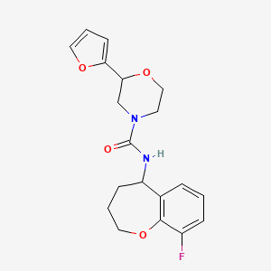 molecular formula C19H21FN2O4 B7163476 N-(9-fluoro-2,3,4,5-tetrahydro-1-benzoxepin-5-yl)-2-(furan-2-yl)morpholine-4-carboxamide 