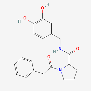 molecular formula C20H22N2O4 B7163498 N-[(3,4-dihydroxyphenyl)methyl]-1-(2-phenylacetyl)pyrrolidine-2-carboxamide 