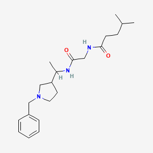 molecular formula C21H33N3O2 B7163619 N-[2-[1-(1-benzylpyrrolidin-3-yl)ethylamino]-2-oxoethyl]-4-methylpentanamide 