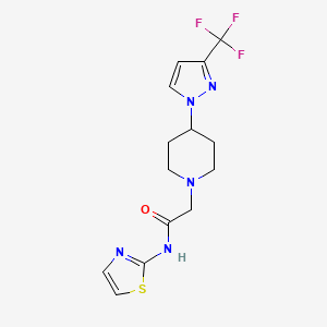 molecular formula C14H16F3N5OS B7163636 N-(1,3-thiazol-2-yl)-2-[4-[3-(trifluoromethyl)pyrazol-1-yl]piperidin-1-yl]acetamide 