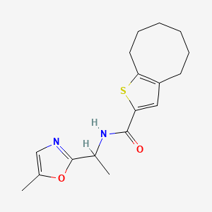 molecular formula C17H22N2O2S B7163753 N-[1-(5-methyl-1,3-oxazol-2-yl)ethyl]-4,5,6,7,8,9-hexahydrocycloocta[b]thiophene-2-carboxamide 