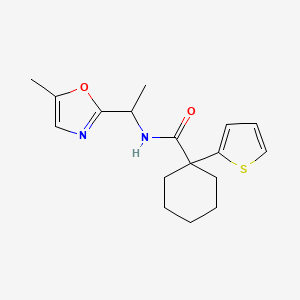 molecular formula C17H22N2O2S B7163789 N-[1-(5-methyl-1,3-oxazol-2-yl)ethyl]-1-thiophen-2-ylcyclohexane-1-carboxamide 