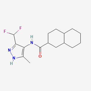 molecular formula C16H23F2N3O B7163834 N-[3-(difluoromethyl)-5-methyl-1H-pyrazol-4-yl]-1,2,3,4,4a,5,6,7,8,8a-decahydronaphthalene-2-carboxamide 