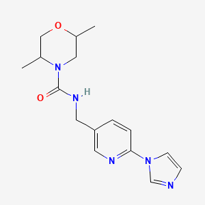 molecular formula C16H21N5O2 B7163854 N-[(6-imidazol-1-ylpyridin-3-yl)methyl]-2,5-dimethylmorpholine-4-carboxamide 