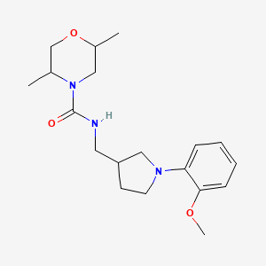 molecular formula C19H29N3O3 B7163910 N-[[1-(2-methoxyphenyl)pyrrolidin-3-yl]methyl]-2,5-dimethylmorpholine-4-carboxamide 