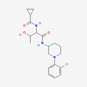 molecular formula C19H26ClN3O3 B7164145 N-[1-[[1-(2-chlorophenyl)piperidin-3-yl]amino]-3-hydroxy-1-oxobutan-2-yl]cyclopropanecarboxamide 