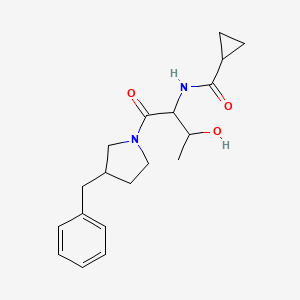 molecular formula C19H26N2O3 B7164155 N-[1-(3-benzylpyrrolidin-1-yl)-3-hydroxy-1-oxobutan-2-yl]cyclopropanecarboxamide 