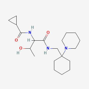 molecular formula C20H35N3O3 B7164168 N-[3-hydroxy-1-oxo-1-[(1-piperidin-1-ylcyclohexyl)methylamino]butan-2-yl]cyclopropanecarboxamide 