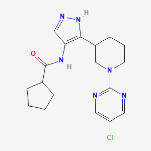 molecular formula C18H23ClN6O B7164324 N-[5-[1-(5-chloropyrimidin-2-yl)piperidin-3-yl]-1H-pyrazol-4-yl]cyclopentanecarboxamide 
