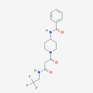 molecular formula C17H20F3N3O3 B7164346 N-[1-[3-oxo-3-(2,2,2-trifluoroethylamino)propanoyl]piperidin-4-yl]benzamide 