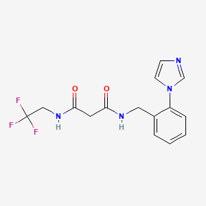 molecular formula C15H15F3N4O2 B7164411 N-[(2-imidazol-1-ylphenyl)methyl]-N'-(2,2,2-trifluoroethyl)propanediamide 