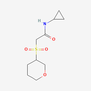 molecular formula C10H17NO4S B7164546 N-cyclopropyl-2-(oxan-3-ylsulfonyl)acetamide 