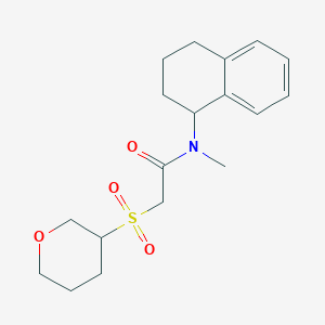 molecular formula C18H25NO4S B7164573 N-methyl-2-(oxan-3-ylsulfonyl)-N-(1,2,3,4-tetrahydronaphthalen-1-yl)acetamide 