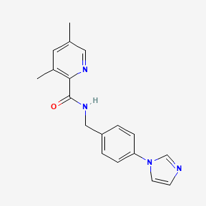 molecular formula C18H18N4O B7164621 N-[(4-imidazol-1-ylphenyl)methyl]-3,5-dimethylpyridine-2-carboxamide 