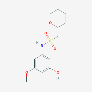 molecular formula C13H19NO5S B7164627 N-(3-hydroxy-5-methoxyphenyl)-1-(oxan-2-yl)methanesulfonamide 