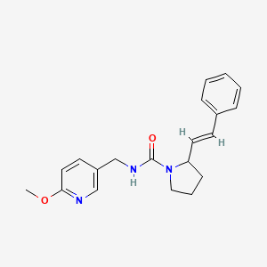 molecular formula C20H23N3O2 B7164695 N-[(6-methoxypyridin-3-yl)methyl]-2-[(E)-2-phenylethenyl]pyrrolidine-1-carboxamide 