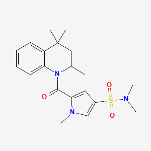 molecular formula C20H27N3O3S B7164760 N,N,1-trimethyl-5-(2,4,4-trimethyl-2,3-dihydroquinoline-1-carbonyl)pyrrole-3-sulfonamide 