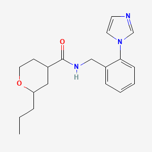 molecular formula C19H25N3O2 B7164887 N-[(2-imidazol-1-ylphenyl)methyl]-2-propyloxane-4-carboxamide 