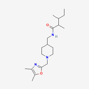 molecular formula C19H33N3O2 B7164904 N-[[1-[(4,5-dimethyl-1,3-oxazol-2-yl)methyl]piperidin-4-yl]methyl]-2,3-dimethylpentanamide 