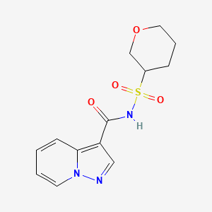 molecular formula C13H15N3O4S B7164913 N-(oxan-3-ylsulfonyl)pyrazolo[1,5-a]pyridine-3-carboxamide 